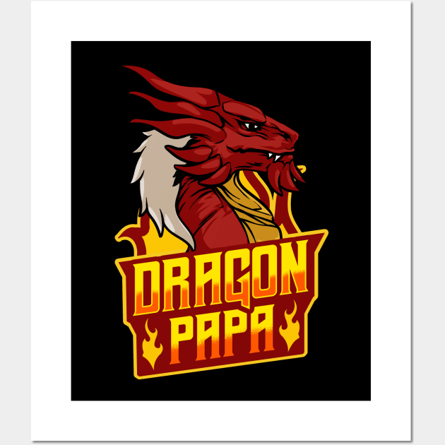 Awesome Dragon Papa Fearsome Dragon Fantasy Dad Wall Art by theperfectpresents